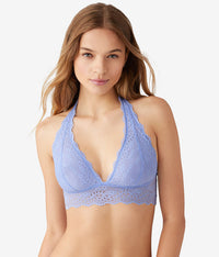 Inspired Eyelet Halter Bralette: Pale Iris