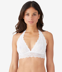 Inspired Eyelet Halter Bralette: White