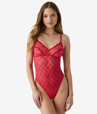 Lace Kiss Bodysuit: Crimson Red