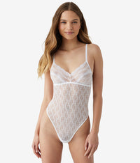 Lace Kiss Bodysuit: White