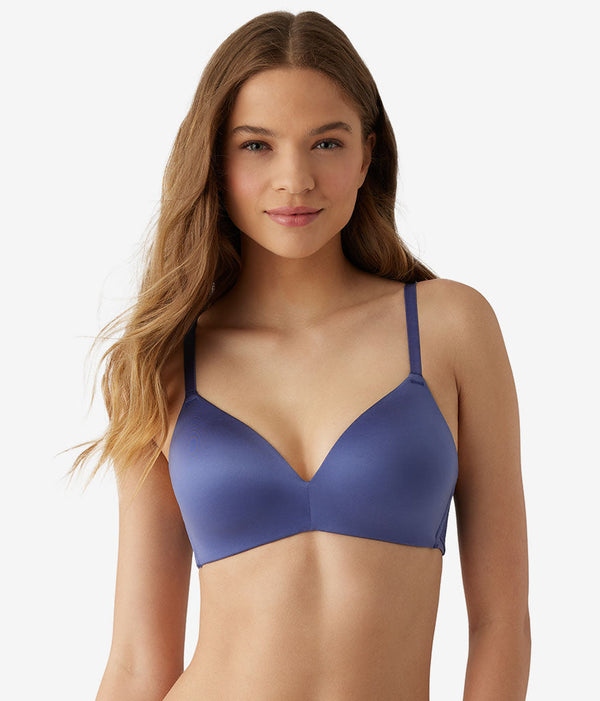 Future Foundation Wire Free T-Shirt Bra with Lace: Indigo Blue