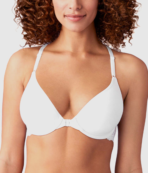 Inspired Eyelet Front Close T-Shirt Bra: White – b.tempt'd