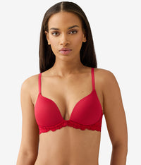 Feeling Famous Wire Free Push Up Bra: Chili Pepper/Biking Red