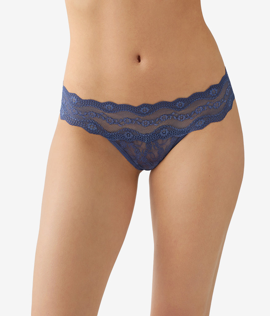 Lace Kiss Thong: Crown Blue