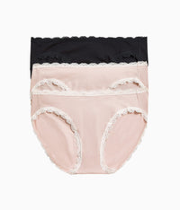 Inspired Eyelet Bikini Panty Pack: Rose Smoke/Rose Smoke/Night
