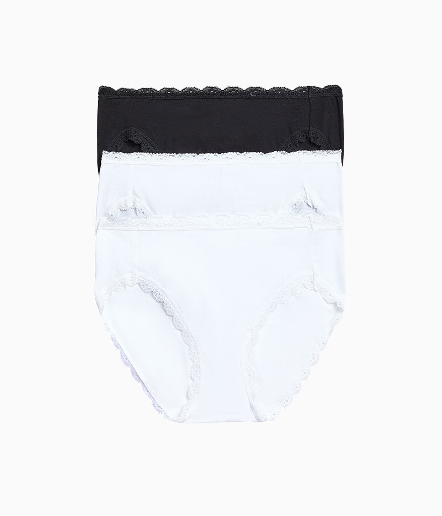Inspired Eyelet Hi-Leg Panty Pack: White/White/Night