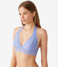 Inspired Eyelet Halter Bralette: Pale Iris