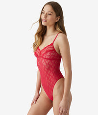 Lace Kiss Bodysuit: Crimson Red