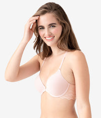 Inspired Eyelet Front Close T-Shirt Bra: Rose Smoke
