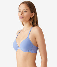 Inspired Eyelet Front Close T-Shirt Bra: Pale Iris