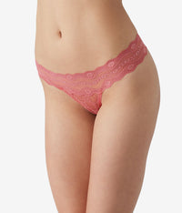 Lace Kiss Thong: Slate Rose