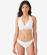 Inspired Eyelet Halter Bralette: White