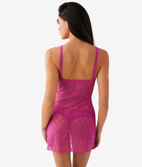Lace Kiss Chemise: Fuchsia Red