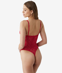 Lace Kiss Bodysuit: Crimson Red