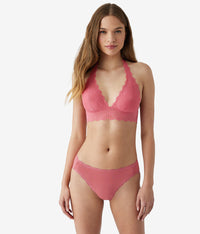 Inspired Eyelet Halter Bralette: Slate Rose