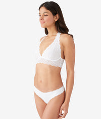 Inspired Eyelet Halter Bralette: White
