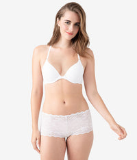 Inspired Eyelet Front Close T-Shirt Bra: White