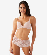 Feeling Famous Wire Free Push Up Bra: Rose Smoke/White