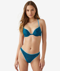 Shadow Scene Front Close Push Up Bra: Blue Coral