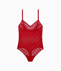 Lace Kiss Bodysuit: Crimson Red