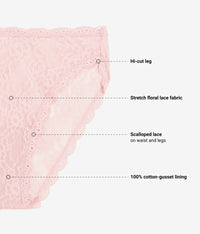 Effortlessly Lace Hi Leg: Blush Pink