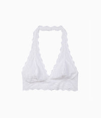 Inspired Eyelet Halter Bralette: White
