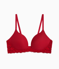 Feeling Famous Wire Free Push Up Bra: Chili Pepper/Biking Red