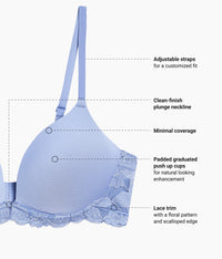 Feeling Famous Wire Free Push Up Bra: Country Blue/Bright White