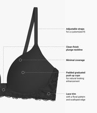 Feeling Famous Wire Free Push Up Bra: Night/Angel Wing