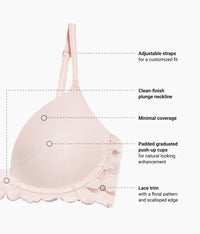 Feeling Famous Wire Free Push Up Bra: Rose Smoke/White
