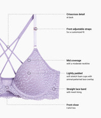 Untamed Front Close T-Shirt Bra: Lavender Gray